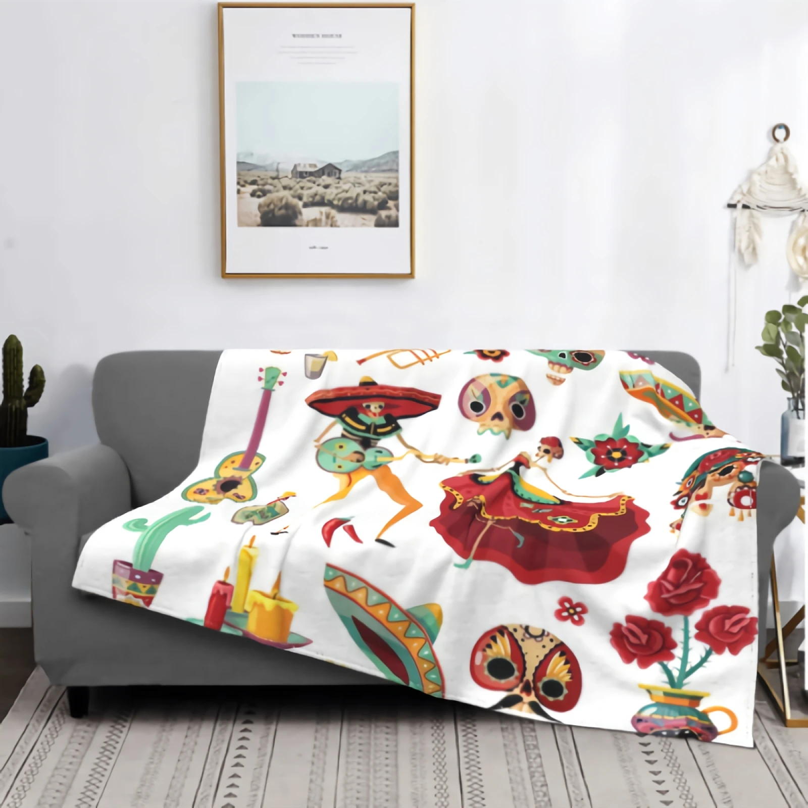 

Мексиканское праздничное одеяло для кушетки, супермягкое уютное плюшевое пушистое одеяло из микрофибры, легкая теплая кровать 50x40 дюймов