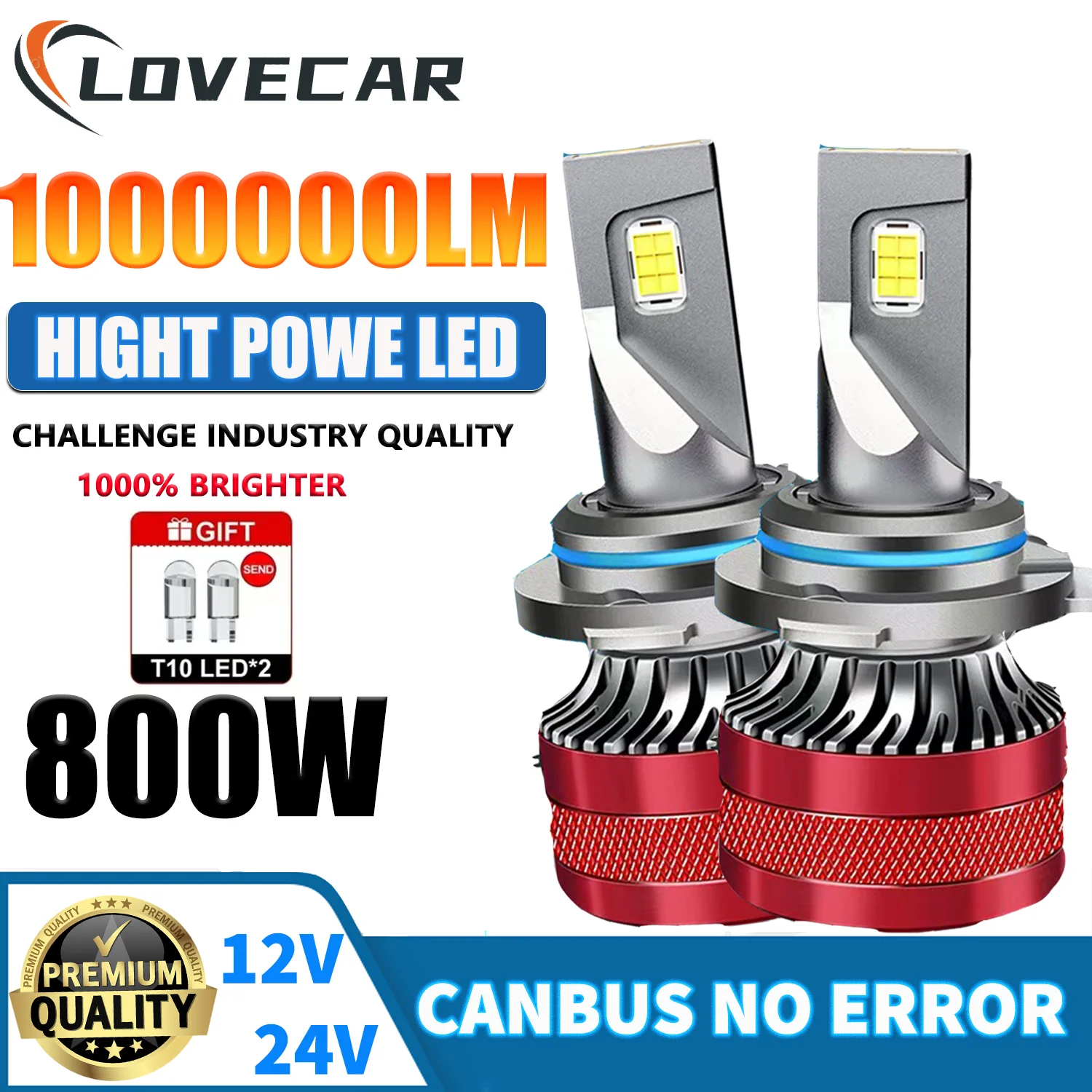 LOVECAR Led Canbus H7Впередние фары лампы 12 В 24 H7 H11 H1 9005 9006 маяк высокой мощности для