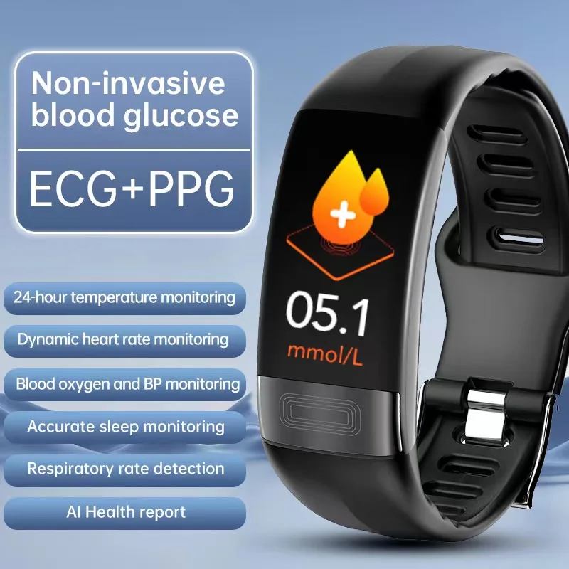 

Смарт-часы UGUMO ECG для мужчин и женщин, неинвазивный фитнес-браслет с функцией измерения уровня сахара в крови, кровяного давления, пульса