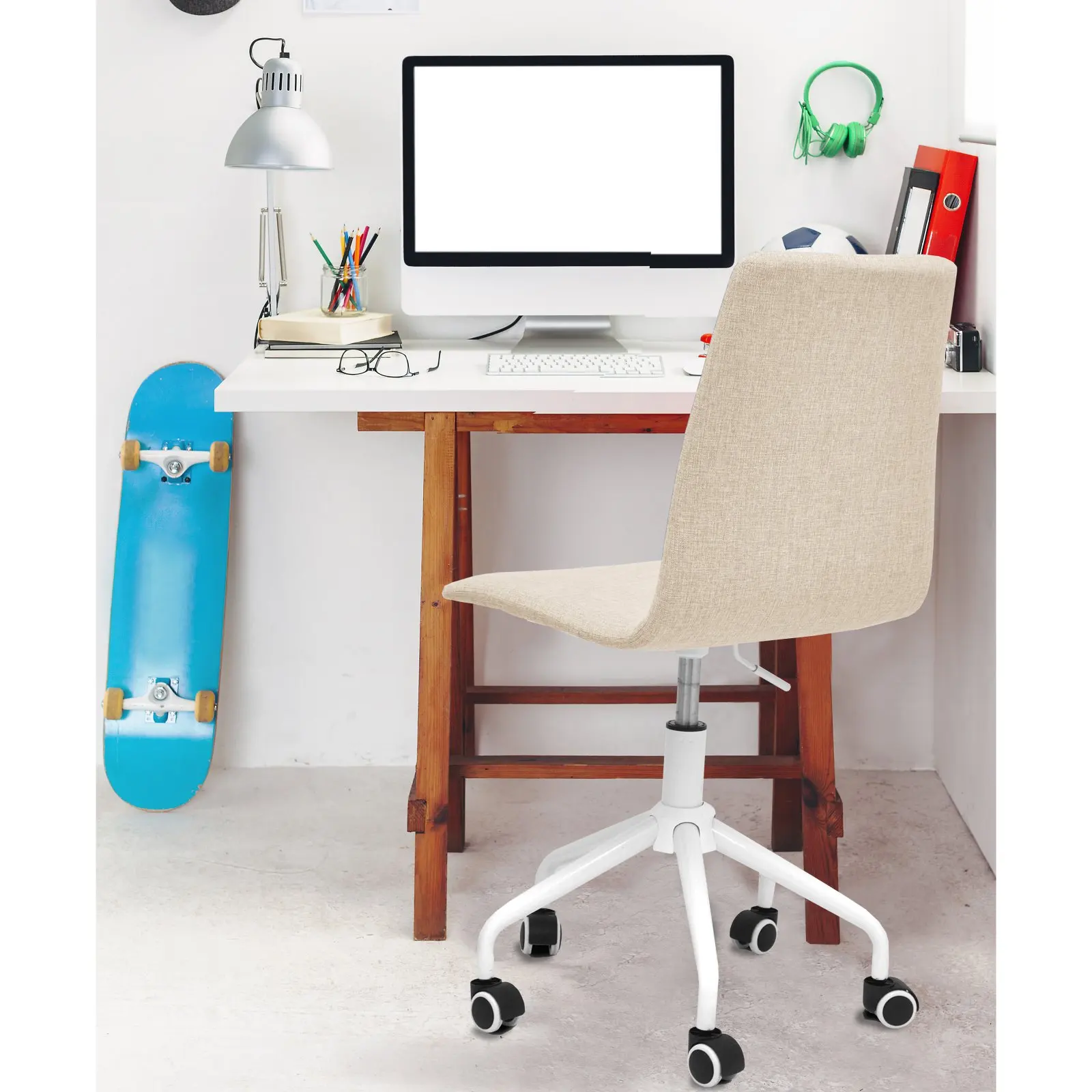 

Rolling Linen Swivel Office Chair, Multiple Colors