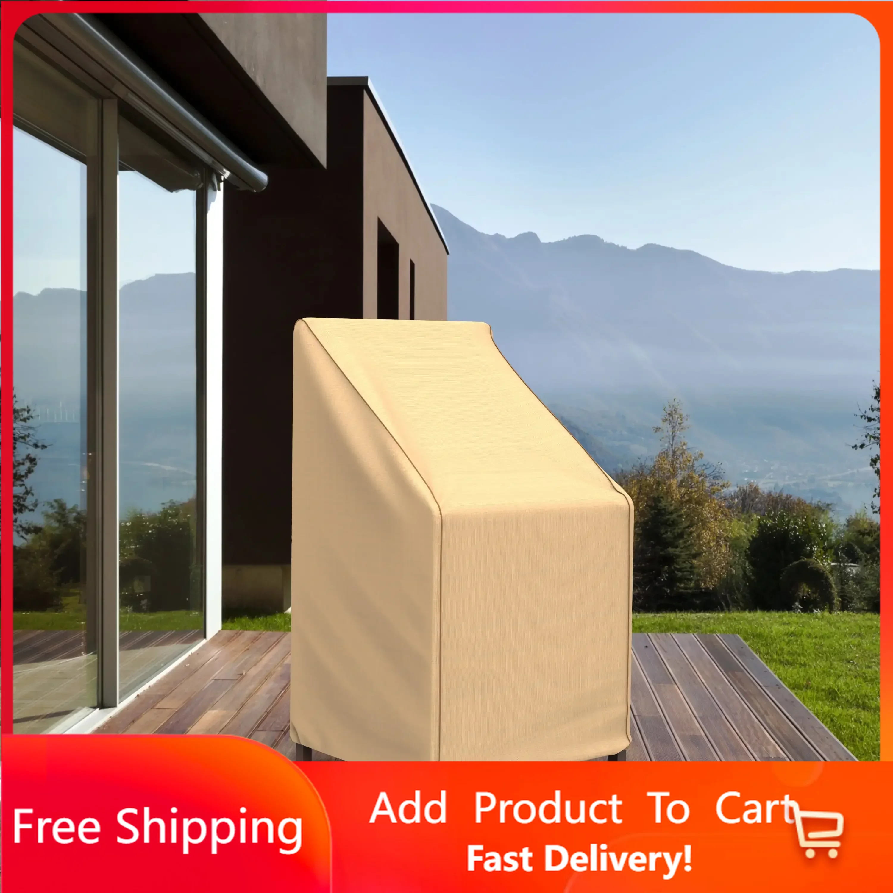 

49" Beige Patio Stacked Chair/Barstool Cover, Sedona Free Shipping