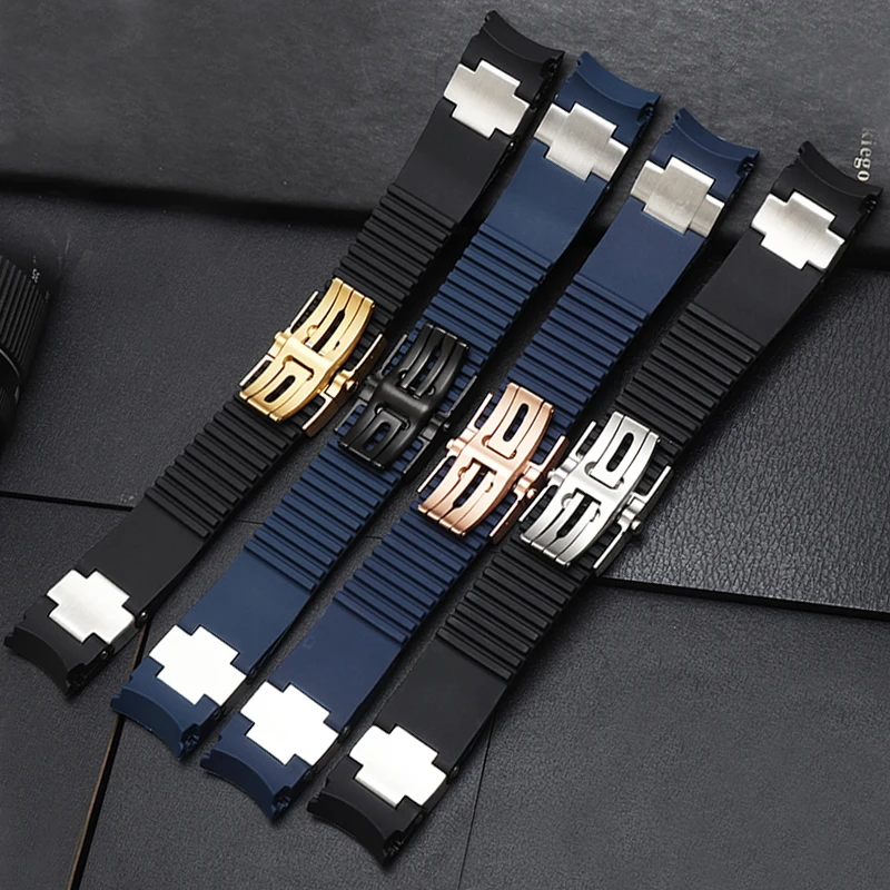 Фото Ремешок силиконовый для наручных часов Ulysse Nardin, резиновый изогнутый водонепроницаемый браслет для дайвинга, аксессуары для часов, браслет с инструментами, 22 мм, 263 №2