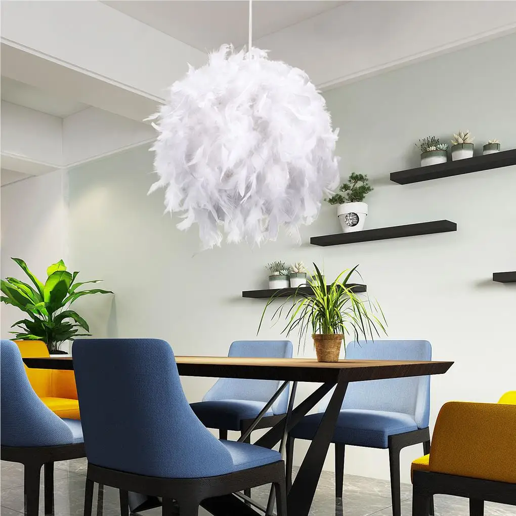

Pendant Feather Lamp Romantic Dreamlike Feather Droplight Bedroom Living Room Parlor Hanging Lamp