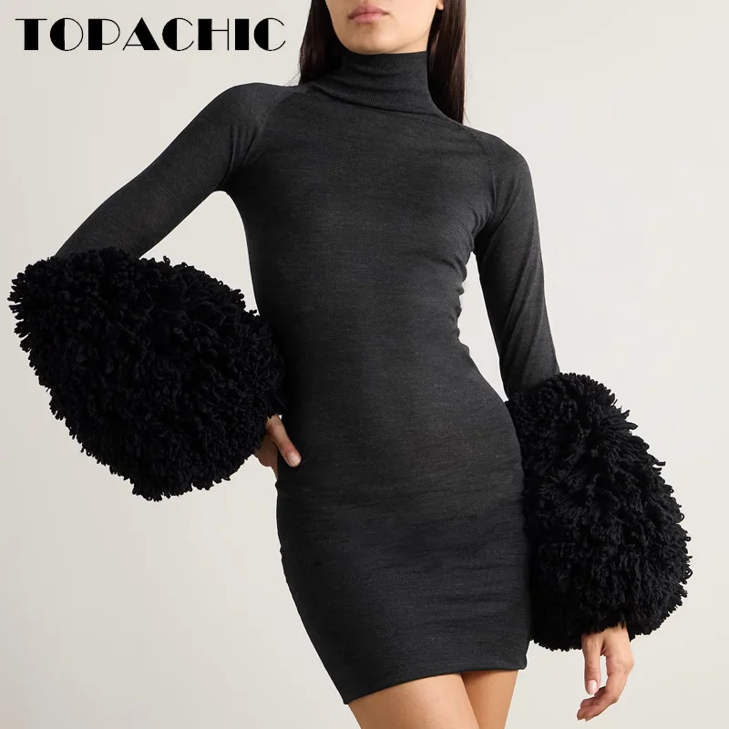 10.27 TOPACHIC-Женское высококачественное шерстяное трикотажное платье с длинными