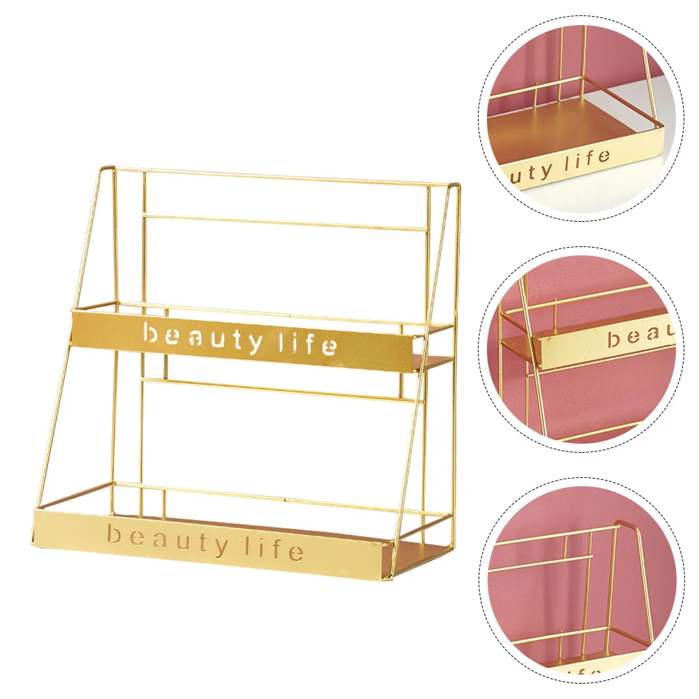 

Desktop Storage Rack Double-layer Shelf Iron Storage Holder Bathroom Rack
