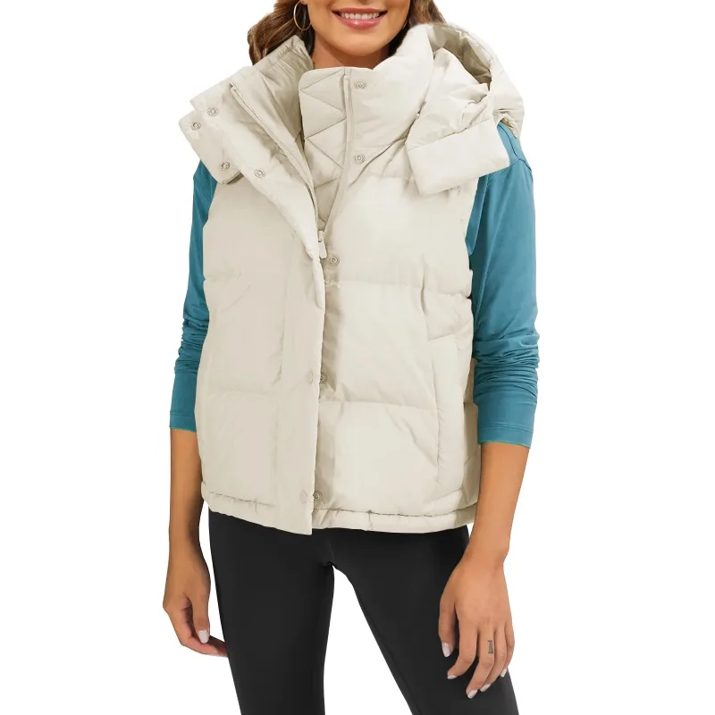 

Осень-зима 2023, новинка, женский модный жилет без рукавов на молнии с карманами, пальто с воротником-стойкой и хлопковой подкладкой, жилет