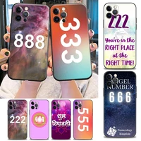 phone case for iphone 11 12 13 pro max 7 8 se xr xs max 5 5s 6 6s plus case soft silicone cover luxury angel number series
