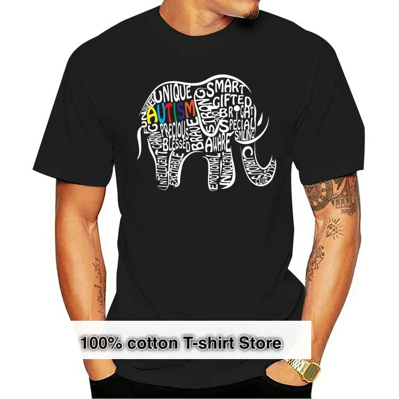 

Men Funny T Shirt Women Cool tshirt Autism Elephant T Shirt