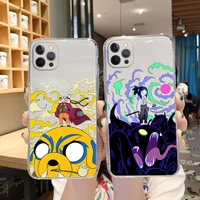 cartoon adventure time cute phone case for iphone se 2020 7 8 11 12 13 mini plus x xs xr pro max clear silicone case