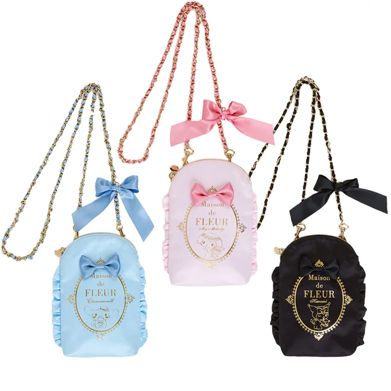 

Kawaii Sanrioed мультфильм аниме My Melody Kuromi Cinnamoroll Милая цепочка сумка через плечо для девушек Фотосумка подарок для девушки