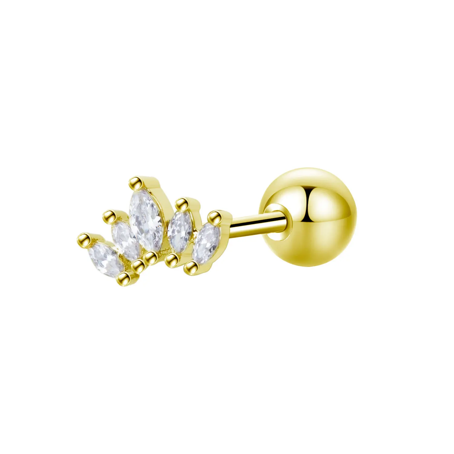 Серьги-гвоздики из нержавеющей стали с цирконом в форме Луны