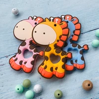 1pc silicone baby teether cartoon bpa free food grade silicone chew pacifier chains accessories nursing newbornsteething toys