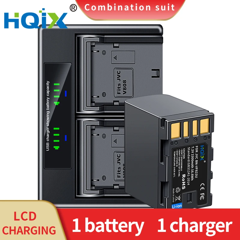 HQIX for JVC CR-D771 D775 D790 D760 D796 D720 D725 D750 D740 D728 D770 DA30 D790 amera BN-VF823U Dual Charger Battery