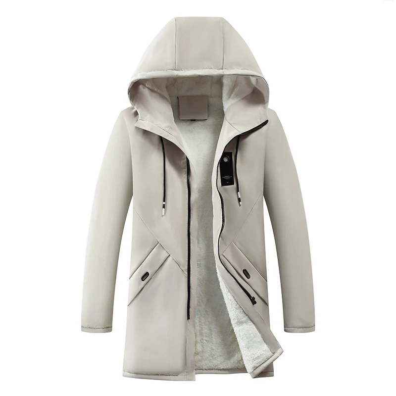 

Men's Cotton Padded Parka Plush Liner Hooded Windproof Coat Outdoor Jacket