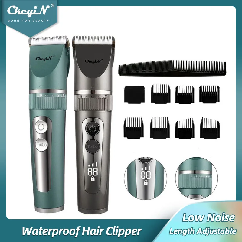 

CkeyiN Professional Washable Electric Hair Clipper Rechargeable Low Noise Hair Trimmer Powerful Ceramic Blade Barber Fine Tuning