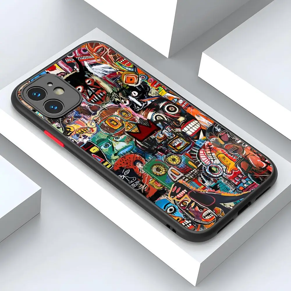 J-Jean-M-Michel B-BasquiatS Art Чехол для телефона с матовой прозрачной задней панелью iPhone 15 16