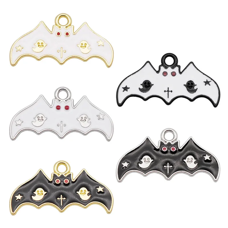 

Джули Ван 10 шт. эмаль Хэллоуин летучая мышь подвески мультфильм животных подвески сплав ожерелье браслет ювелирных изделий аксессуар