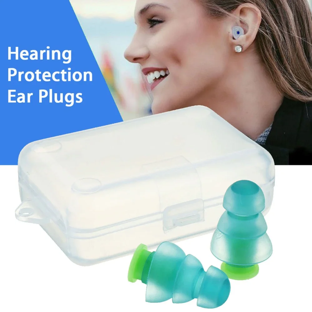 

1 Pair Reusable Silicone Ear plugs Noise Cancelling Hearing Protection Earplugs For Concerts Musician Motorcycles