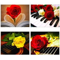 meian rose flower cross stitch painting kits music piano pattern hand embroidery diy home fabric decor 1114ct cotton thread