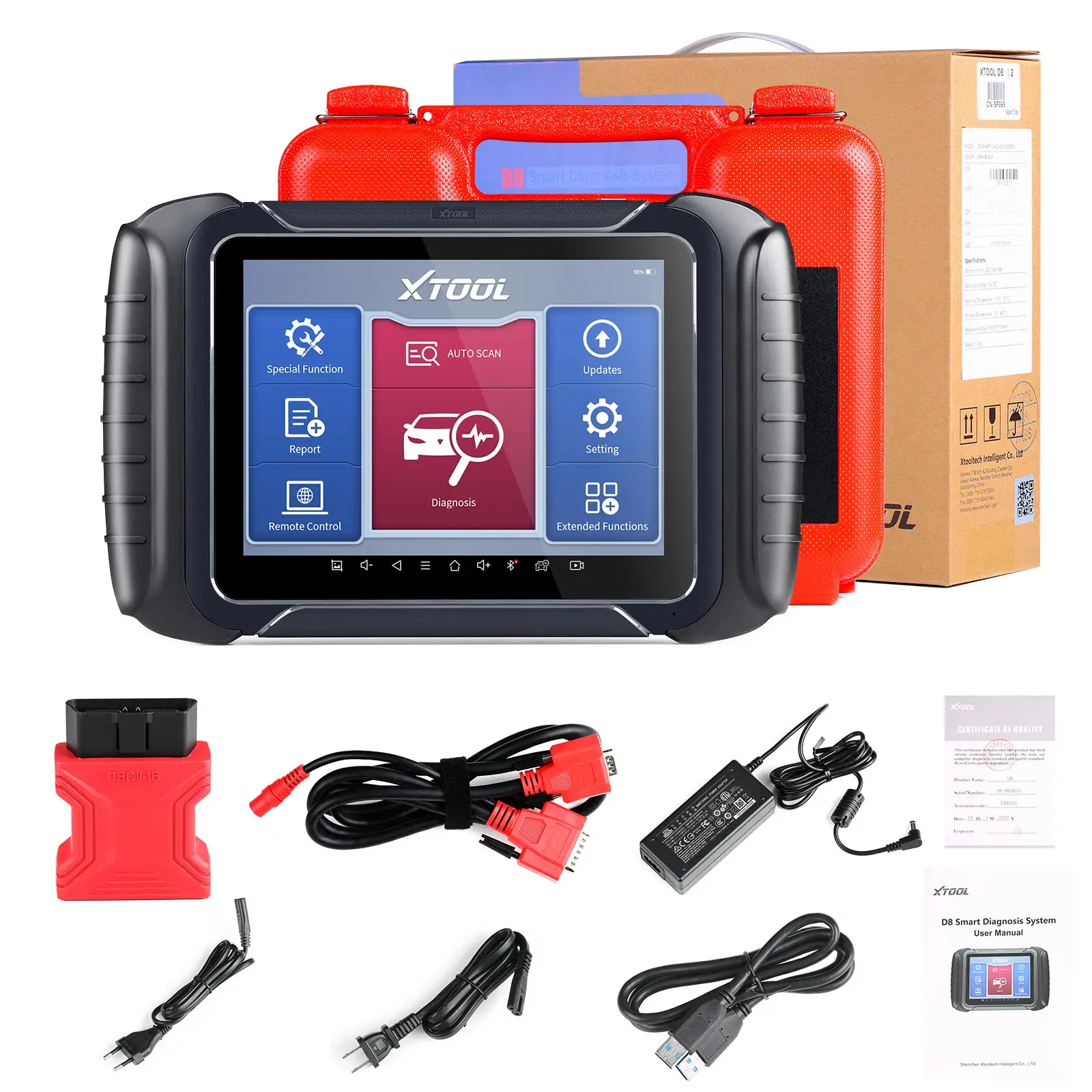 

XTOOL D8 Automotive Scan Tool Bi-Directional Control OBD2 Car Diagnostic Scanner+ECU Coding 31+ Services+Key Programming