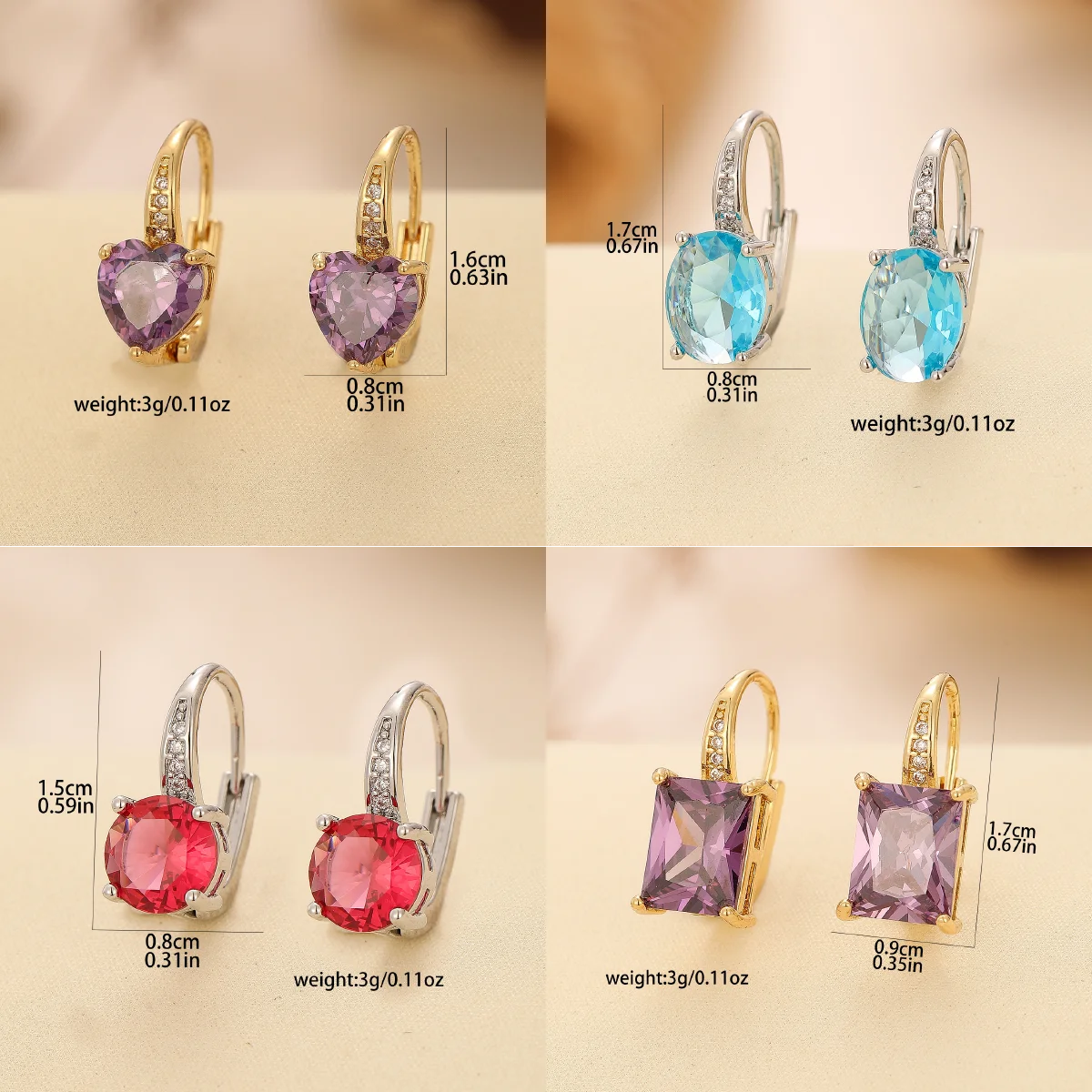 Элегантные Красочные Рубиновые Серьги-гвоздики