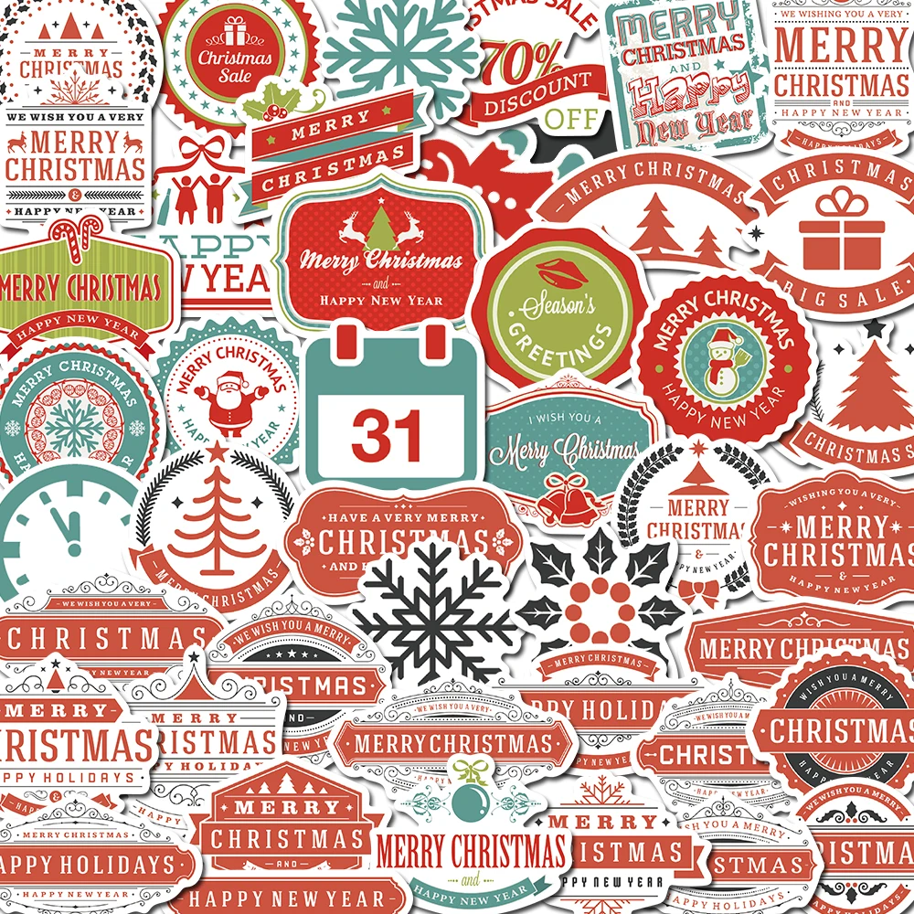 

10/45PCS Christmas Tree Day Winter Stickers Vintage For Gift DIY Notebook Luggage Motorcycle Laptop Refrigerator Decals Graffiti