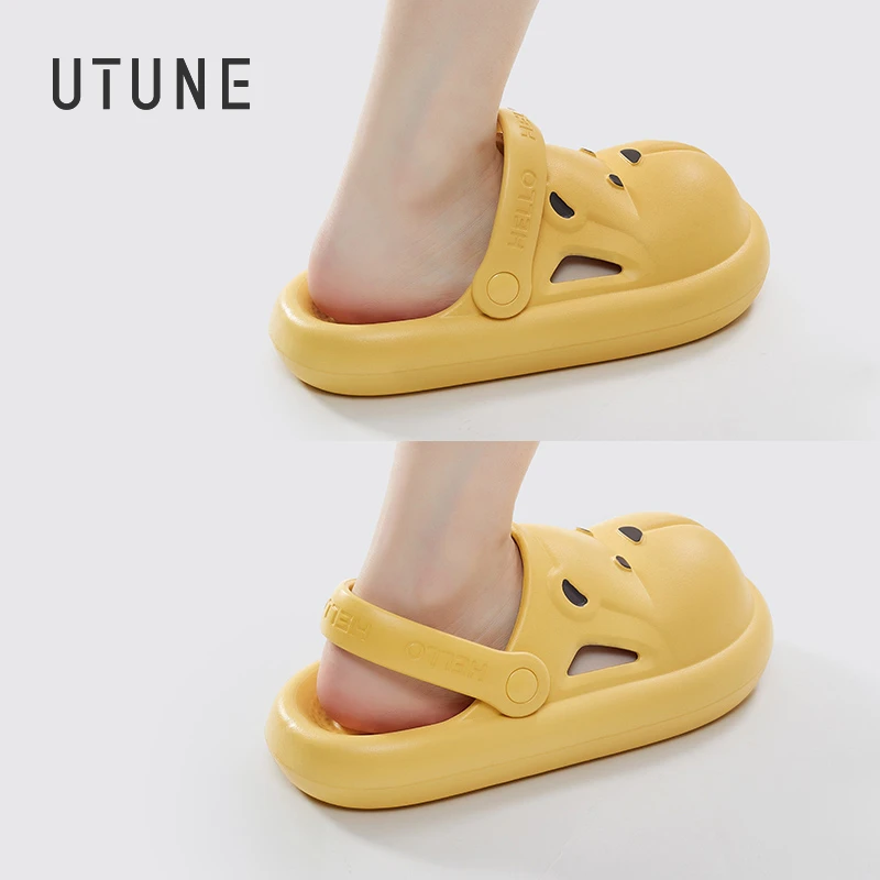 UTUNE EVA Bear Women's Sandals Home Beach Women's Spring Summer Slip-ons Shoes Soft Thick Bottom Cute Comfortable Men's Slippers
