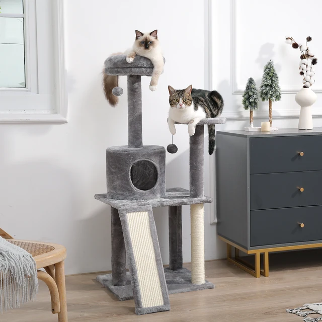 Free Shipping Drop Shipping Cat Tree Tall Cat Tower with Large Cat Condo Cozy Perch Bed Scratching Posts Cat Toys 2