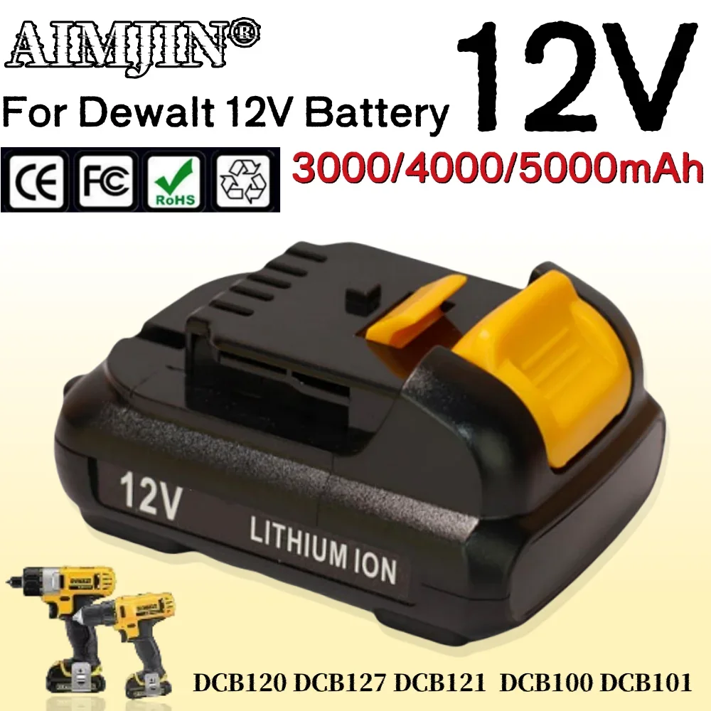 12 В 3000/4000/5000 мАч литий-ионный аккумулятор для Dewalt DCB120 DCB127 DCB121 DCB100 DCB101 DCD700