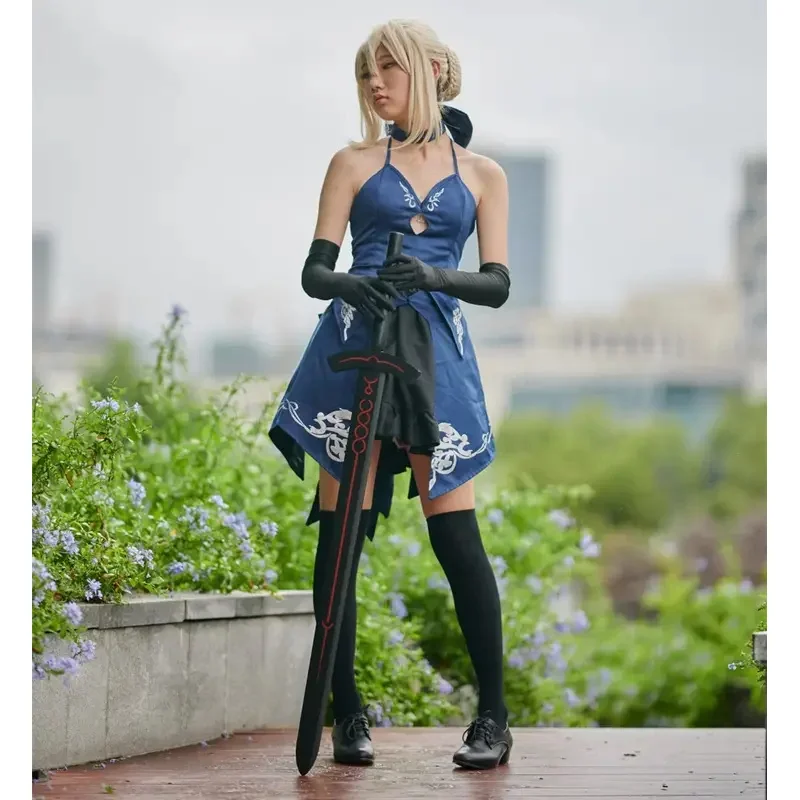 [Забавный] 114 см косплей Fate Stay Night Saber Артур Пендрагон черный белый цвет Excalibur меч