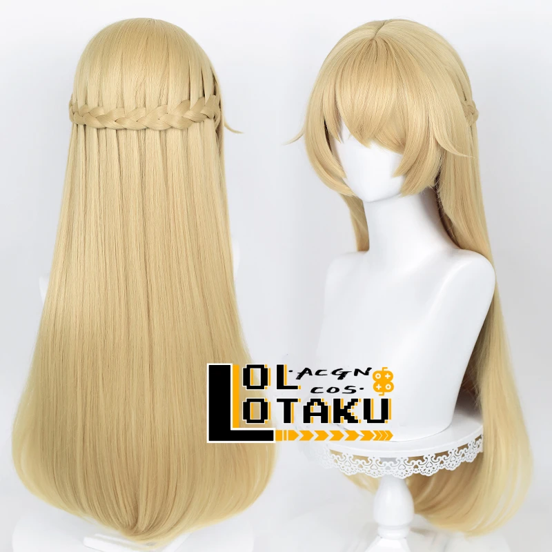 

Парик для косплея Fischl золотисто-желтого цвета длиной 80 см с плетеной игрой Genshin ударопрочный термостойкий синтетический ворс для вечевечер...