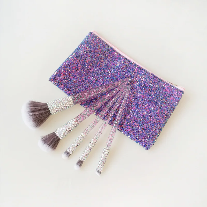 

5 Pieces Crystal Facial Brushes Set Soft Makeup Tool