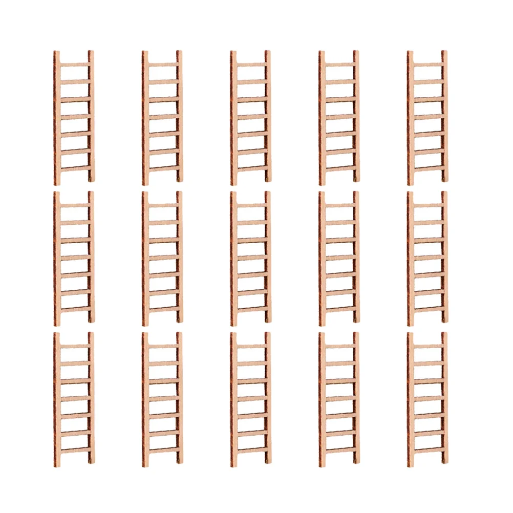 

Ladder Wooden Miniature Ladder DIY Straight Step Ladder Landscape Accessory for Flower Pot Decor