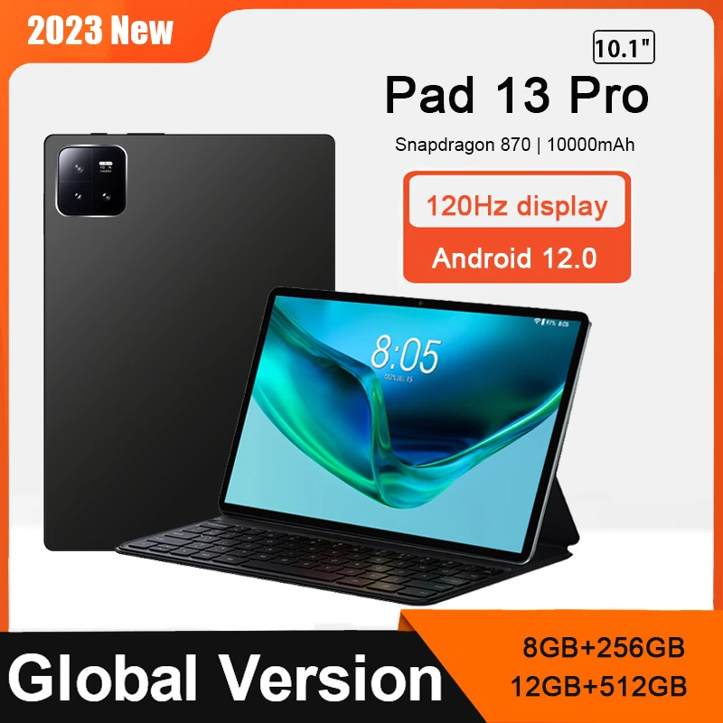 

Pad 13 Pro Tablet Snapdragon 870 Android Tablet 10 inch 120Hz display tablette 12GBRAM+512GBROM Tablets Android 12 Pad 10000mAh