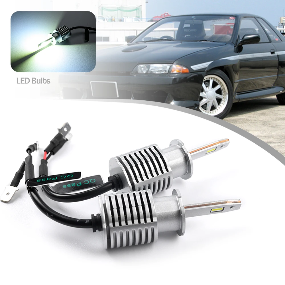 

2Pc For Nissan Skyline GT-R R32 with projector headlight Led Front Headlamp Low Beam White Amber Light Bulbs H3 H3C 453 P22S