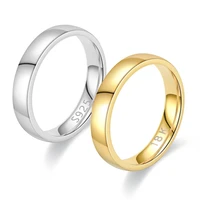 never fade 4mm simple ring fashion 18k gold s925 silver color ring for men and women exclusive couple wedding band lover jewelry