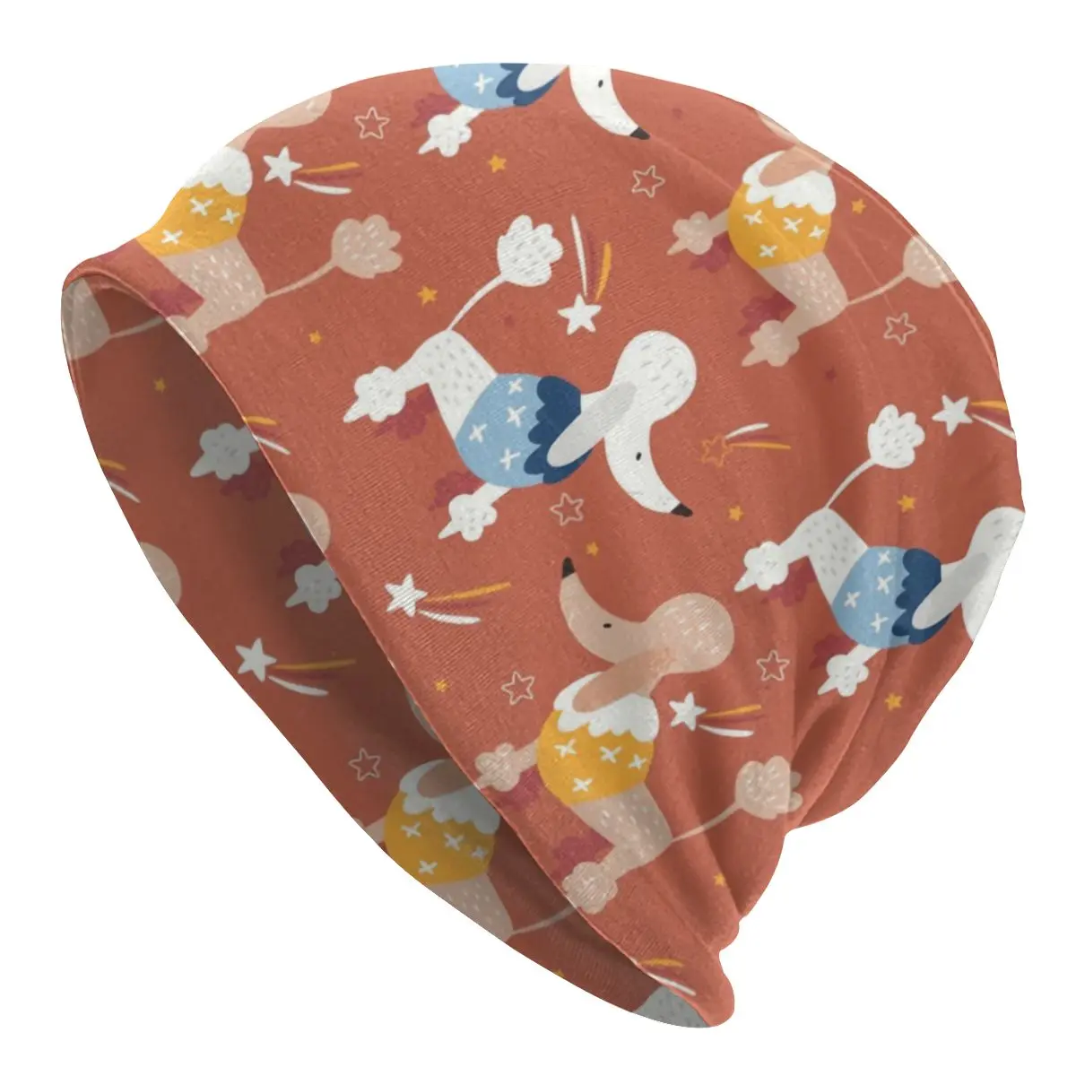 

Зимняя теплая шапка унисекс, мужские вязаные шапки, свитер в уличном стиле с пуделем, облегающая шапка, уличные Лыжные шапки с мультяшными с...