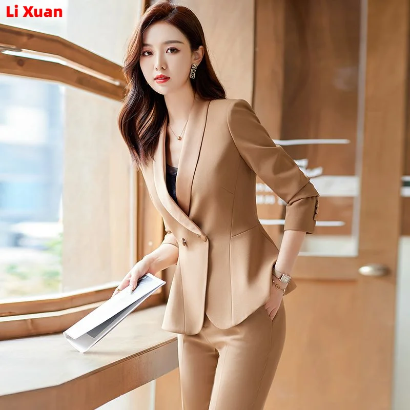 Superior Quality Spring Formal Ladies Fashion Blazer Women Business Suits with Sets Work Wear Office Casual Pants Jacket Suit