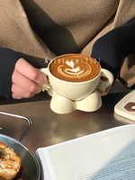 mushrooms 9527 korean small temper hand hand fork waist coffee cup saucer set yogurt dessert bowl cute couple cups ceramic