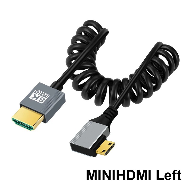 1 м пружина 8K при 60 Гц 4k 120 2 MINIHDMI MINI HDMI кабель аудио-видео прямой/слевый/правый для