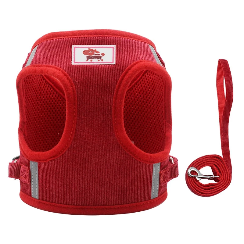 

Red Cat Dog Adjustable Harness Vest Walking Lead Leash For Puppy Dogs Collar Polyester Mesh Harness For Small Medium Dog Cat Pet