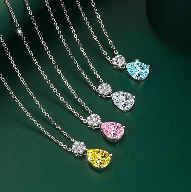 

ANGLANG Luxury Water Drop Pendant Necklace Bridal Wedding Shiny CZ Stone Romantic Elegant Fashion Necklace Jewelry for Women