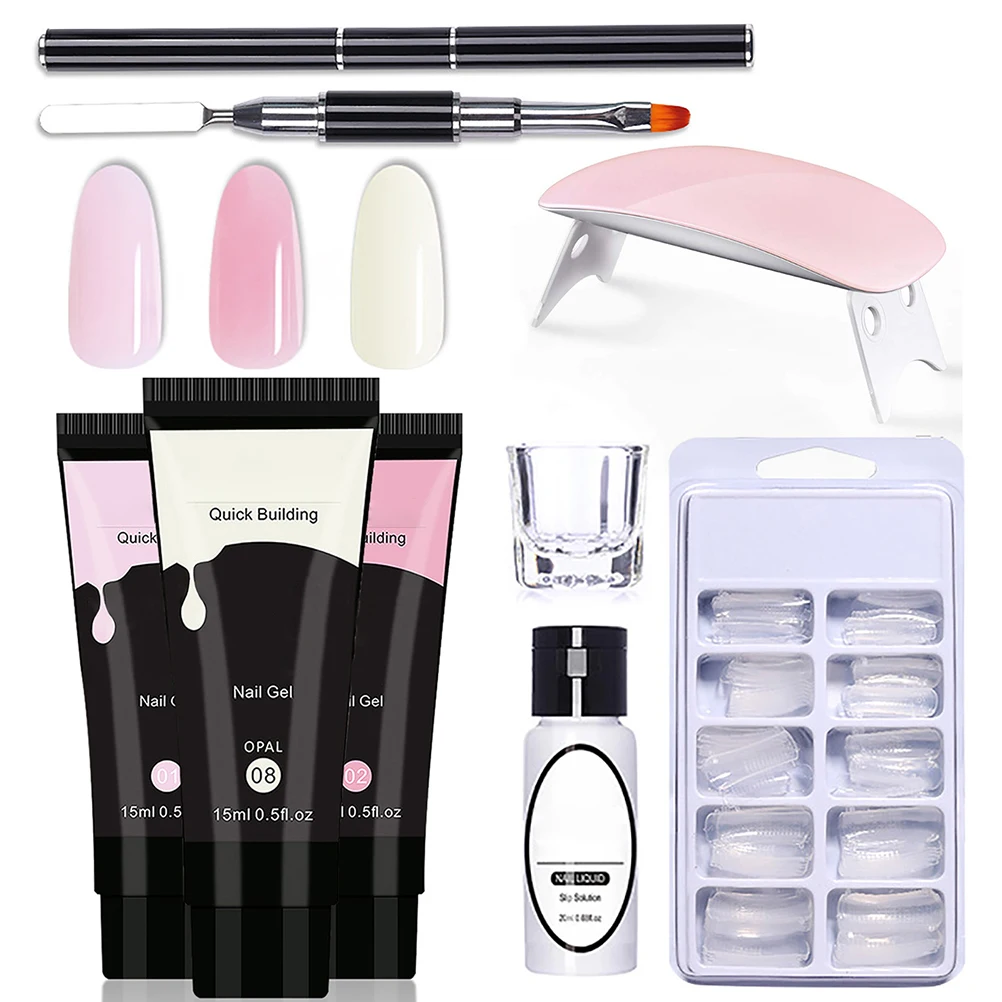 

Gel Nail Kit Gel Nails Starter Set Quick Extension Building Gel Starter Kit for Beginners