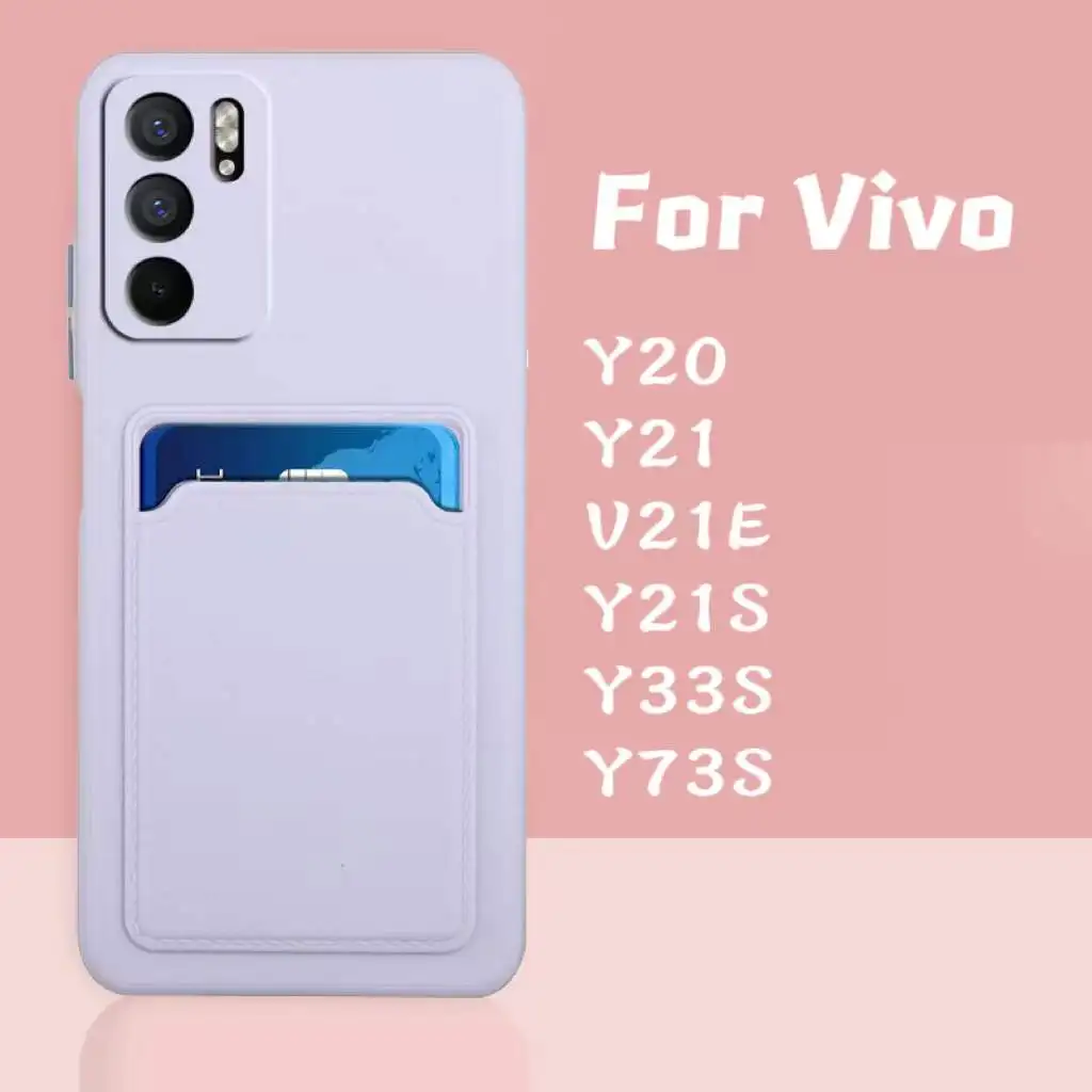 

Simple Contrast Color Slot Card Anti-Shock Case For Vivo V21E 4G 5G V20 Y73S 2021 Y20 Y20I Y12S Y20S Y11S Y12A Y21 Y21S Y33S