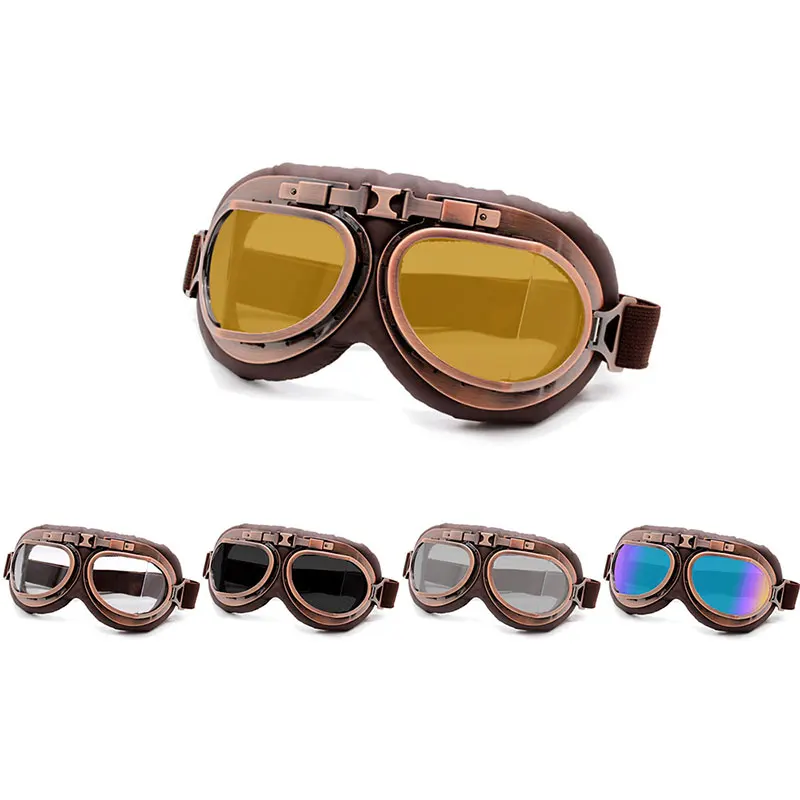 

Motorcycle Glasses Retro Steampunk Helmet Pilot Goggles Motorbike Vintage Classic Glasses For Moto Scooter Harley Helmet