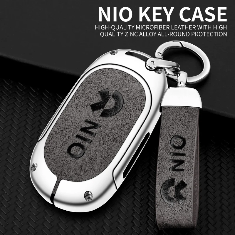 

Fashion Zinc Alloy Leather Car Remote Control Protected Key Case Cover Bag For NIO ES8 ES6 EC6 ET5 ET7 Auto Interior Accessories