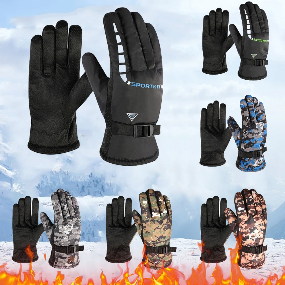 

Мужские зимние теплые плотные зимние перчатки, Детские Водонепроницаемые разноцветные перчатки для катания на лыжах и мотоцикле