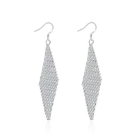 net ladder shaped 925 silver plated vintage dangle earrings for female party decorative new brand 2022