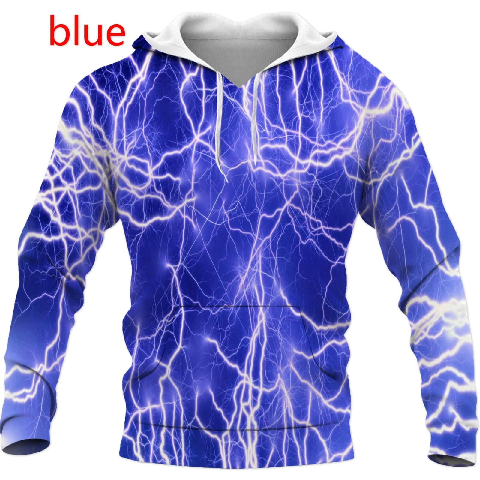 

Fashion 3D Hoodies Rainbow Lightning Print Loose Hooded Sweatshirt Casual Pullovers Oversized Tops