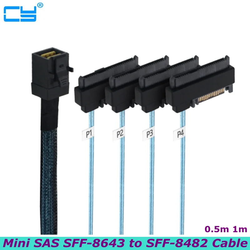 

NEW SFF-8643 To 4 SFF-8482 Internal Mini SAS 3.0 HD to 4 29pin SFF 8482 Connector with SAS 15pin Power Port 12GB/S Cable 0.5m 1m